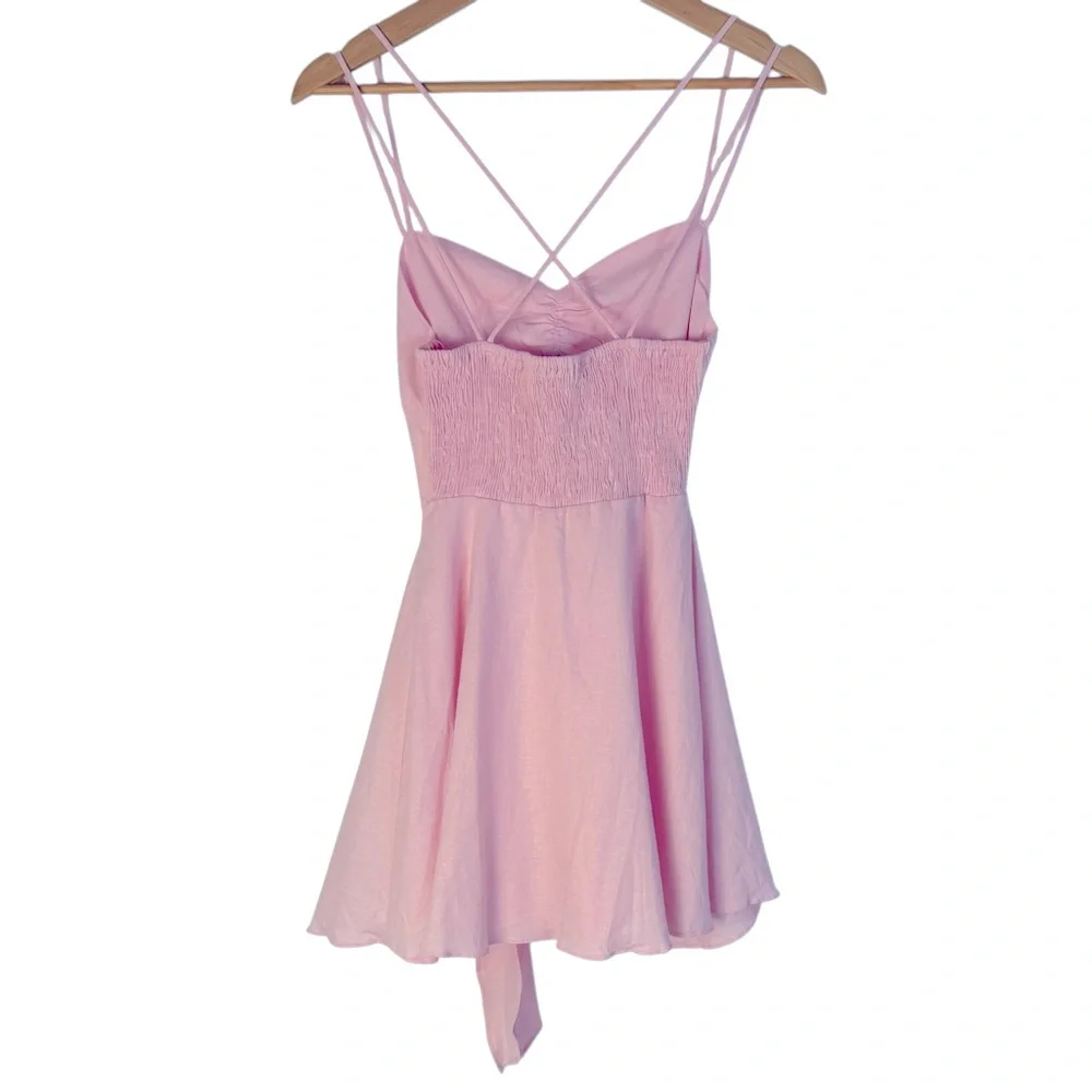 New Zara Romper Dress Linen Blend Blogger Fav Feminine Pastel Ballerina Pink - Picture 7 of 7
